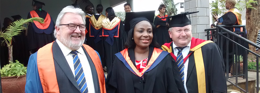 Graeme Thompson and Les Brown from the University of Sunderland with recent graduate